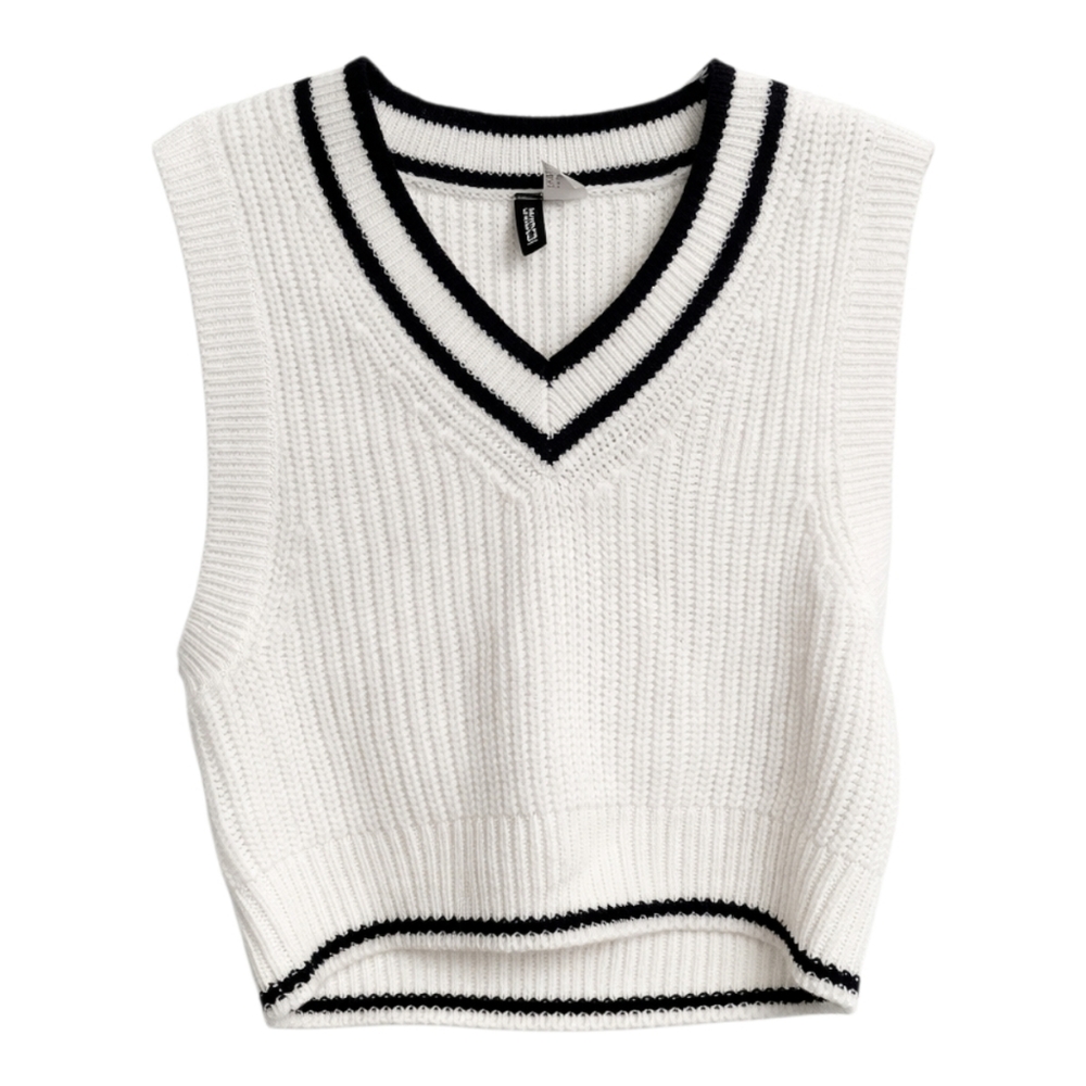 H&M White and Black Knit Vest